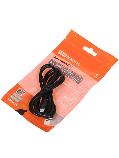 Дата-кабель TDM Electric, ДК 1, micro USB, 1 м, черный, SQ1810-0301
