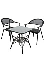 Мебель садовая черная, стол 58х58х65 см, 2 стула 55х58х78 см, C010204 - фото 3