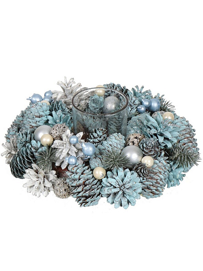 Подсвечник декоративный 1 свеча, 23х8.5 см, голубой, SYSGL-462101