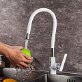 Смеситель для кухни, Frap, гибкий излив, с картриджем, белый, F4458 - фото 8