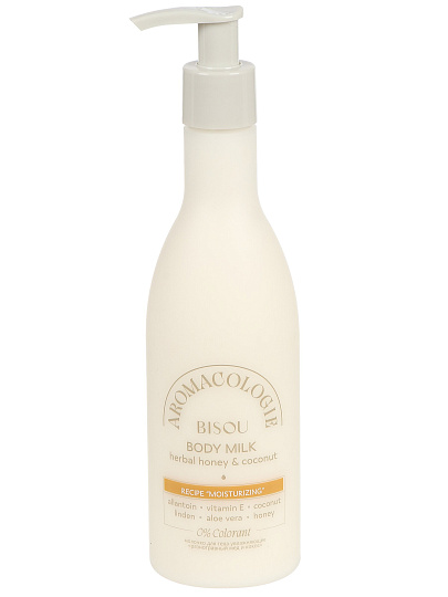 Молочко для тела, Bisou, Аromacologie, Разнотравный мед и кокос, увлажняющее, 300 мл