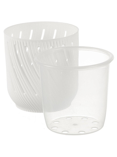 Кашпо пластик, 1.3 л, 12.5х13.2 см, белое, La Decoro, Fleurs, КШ-3677