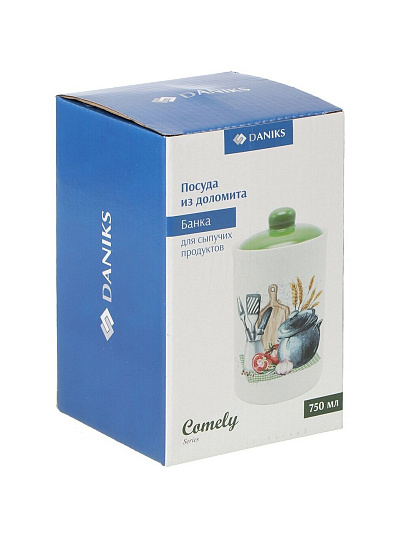 Банка для сыпучих продуктов, доломит, 0.7 л, с крышкой, Daniks, Comely