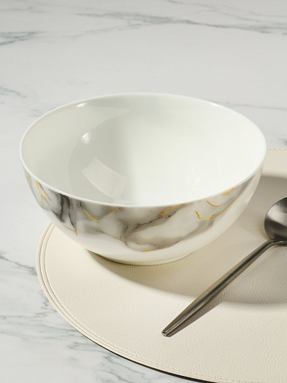 Салатник стеклокерамика, круглый, 20х8.3 см, 1.5 л, Флюид, Daniks, серый