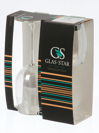 Бокал для вина, 420 мл, стекло, 2 шт, Glasstar, Радуга+Надписи Микс, RNG8166