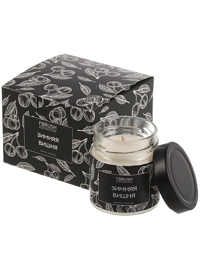Свеча ароматизированная, 7.5х7 см, в стакане, Fbrush, Зимняя вишня, соевая, Black Aroma Home, 200 мл, SSB200-10