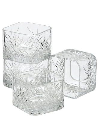 Салатник стекло, квадратный, 4 шт, 0.235 л, Timeless, Pasabahce, 530240