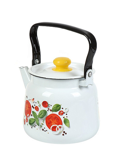 Чайник сталь, эмалированное покрытие, 2.3 л, с пластиковой кнопкой, ручка металлическая, Сибирские товары, Каприче, белый, С2714.3*118