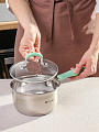 Ковш нержавеющая сталь, 1.7 л, крышка стекло, силиконовая ручка, индукция, Daniks, Гринери, SD-23-16SP, мятный - фото 7