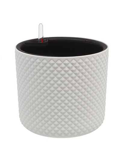 Кашпо пластик, 6.2 л, 22х22х20 см, автополив, со вставкой, белое, Idea, Фасет, М 3237