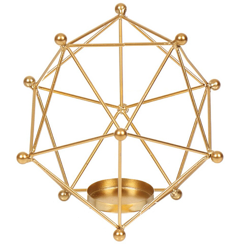 Подсвечник декоративный 1 свеча, 15х15 см, золото, Геометрия, Y4-3181