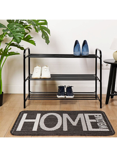 Полка для обуви, металл, 3 секции, 79х33х59 см, черная, Nika, ЭТК3/Ч