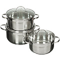 Набор посуды нержавеющая сталь, 6 предметов, кастрюли 3.2,4.2,5.2 л, Катунь, Альта, KT-SET-005-3