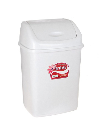 Контейнер для мусора пластик, 18 л, прямоугольный, плавающая крышка, белый, Dunya Plastik, Sympaty, 09403