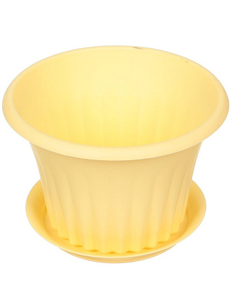 Горшок для цветов пластик, 1 л, 16х11 см, банановый, Idea, Кэрол, М 3155