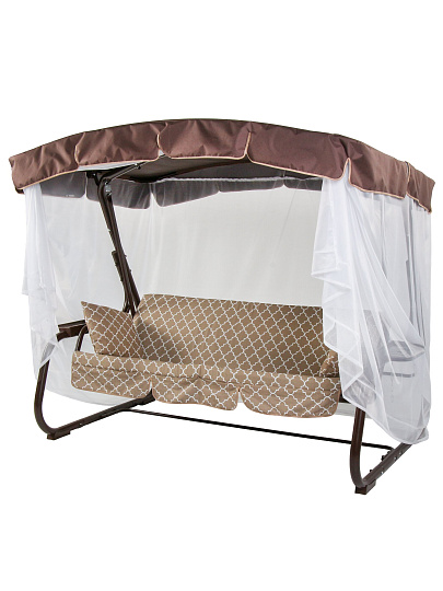 Качели садовые 3-местные, 236.5х138х181.5 см, 280 кг, Olsa, Куба, раскладываются в кровать, с москитной сеткой, подушка, с1805, металл