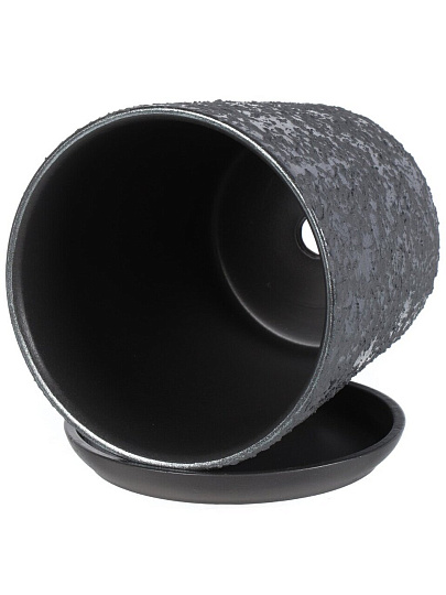 Горшок керамика, 1.5 л, 15х15.5 см, графит, Лава №3, 010372