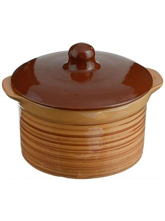 Кастрюля керамика, 15х15х13 см, 1 л, круглая, с крышкой, Борисовская керамика, №2, ОБЧ00000406