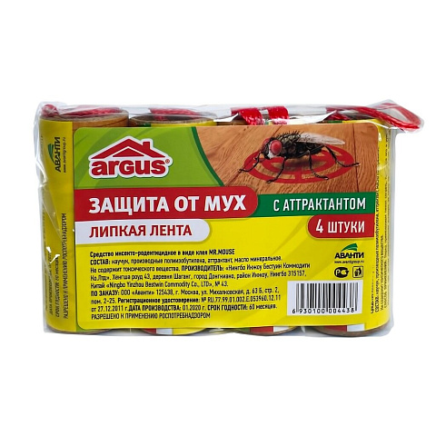 Инсектицид от мух, лента липкая, 4 шт, Argus