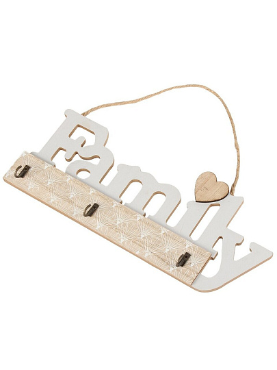 Ключница Семья, 30х12 см, МДФ, металл, 3 крючка, A200176