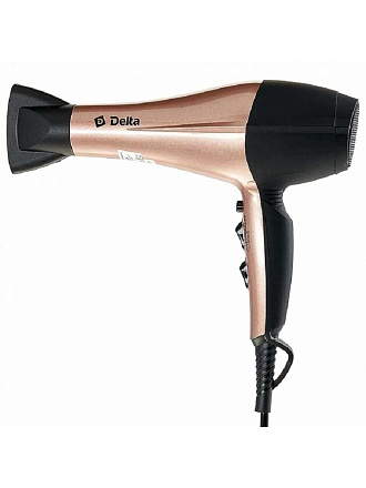 Фен Delta, DL-0937, 2000 Вт, холодный обдув, 3 режима, 2 скорости, черный с бежевым
