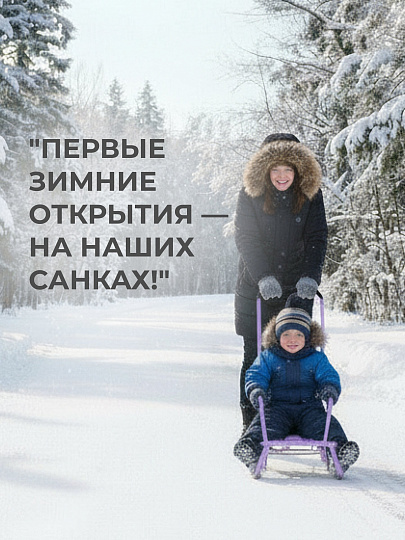 Санки Тимка 5 Комфорт, Т5К/СН2, переставная ручка, спинка, удлиненный ремень безопасности, плоские полозья 3 см, сиреневые, Nika