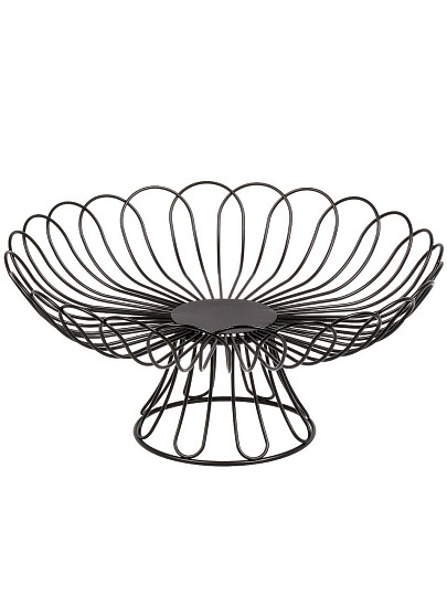 Ваза для фруктов, металл, на ножке, 32х15 см, Y4-7655, черная