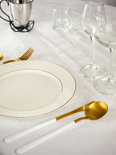 Скатерть 150х220 см, 100% хлопок, Лёгкость хлопка Кружева, белая, AI-1504037