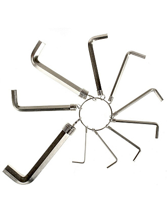 Набор ключей шестигранный, 10 предметов, Sparta, 1.5-10 мм, никель, на кольце, 112685