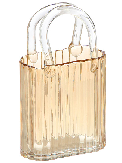 Ваза стекло, настольная, Сумочка, Y4-11050, 14.5х8х22 см, медовая