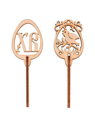 Топпер для украшения кулича, 2 шт, 10.5х3, 3х0.7 см, пасхальные, Мультидом, Пасхальная птичка, МЯ18-