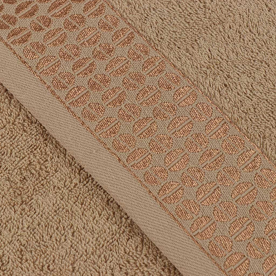 Полотенце кухонное махровое, 30х50 см, 450 г/м2, 100% хлопок, Barkas, Время кофе, песочное, Узбекистан