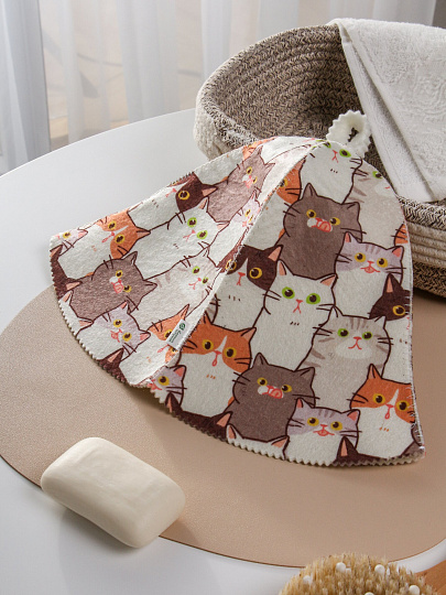 Шапка для бани 50% шерсть, 50 % полиэстер, Банные штучки, Котики, 41506