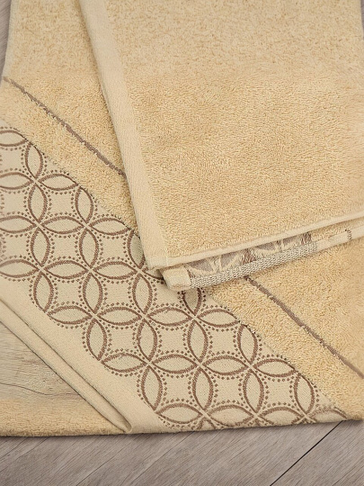 Полотенце банное 50х90 см, 100% хлопок, 550 г/м2, Фелиция, Barkas, латте, Узбекистан