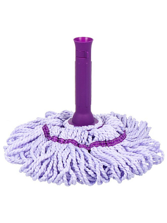 Сменный блок для швабры микрофибра, 41 см, веревочный, круглый, фиолетовый, York, Твист, 081210
