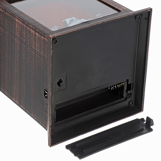 Фонарь декоративный 15х15х27 см, USB шнур, АА 3шт, пластик, стекло, Камин, M120020