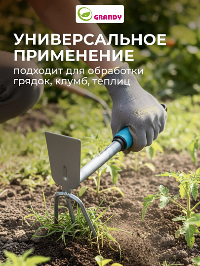 Мотыжка комбинированная, сталь, 80 х 280 мм, черенок пластиковый, Grandy, Connect