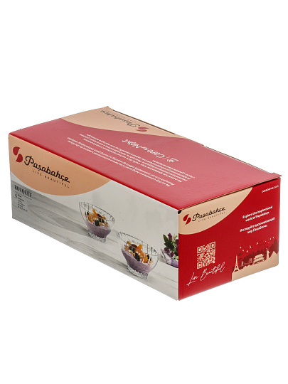 Салатник стекло, круглый, 4 шт, 13.8х6.7 см, 0.455 л, Букет, Pasabahce, 530024B