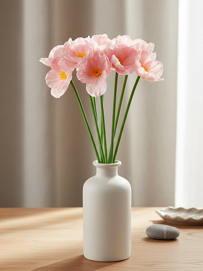 Цветы искусственные Мак Розовый, декоративные, 9 шт, 33 см, 23-270