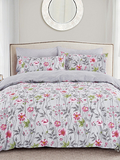 Постельное белье евро, простыня 220х240 см, 2 наволочки 70х70 см, пододеяльник 200х220 см, Silvano, поплин, Цветы, Мультиколор, 30/411-PC/SL
