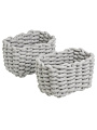 Набор плетеных корзин 3 шт, прямоугольный, плетеный, хлопок, серый, 34х28х15см, 21х14х13см, МП, Y4-8937 - фото 5