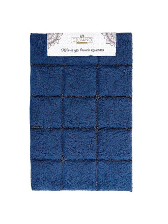 Коврик для ванной, 0.6х0.9 м, полиэстер, темно-синий, Silvano, Аника