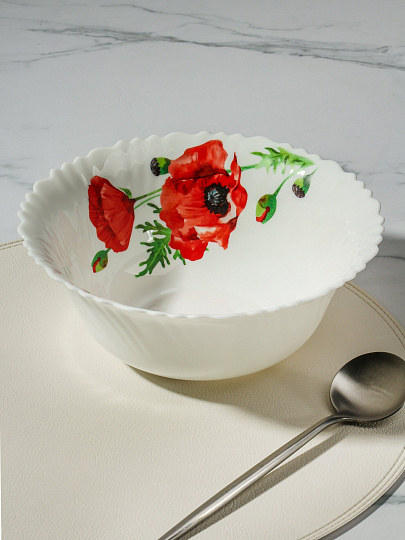 Салатник стеклокерамика, круглый, 23х9 см, 2000 мл, Алый мак, Daniks, LHW90/K1929