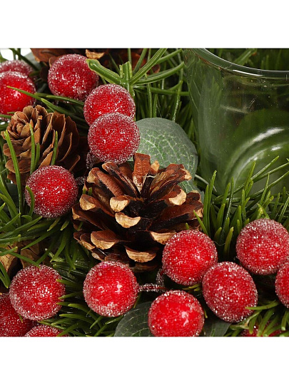 Подсвечник 1 свеча, 24 см, с ягодами, для свечи до 8.5 см, SYSGZSA-4623013