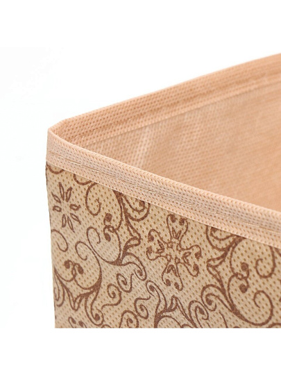 Кофр для хранения, складной, спанбонд, с молнией, твердые стенки, 6 шт, коричневый, с рисунком, В-222-19138