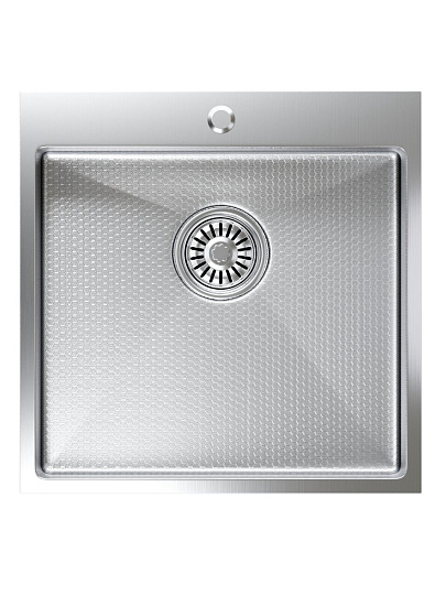 Мойка кухонная врезная, Mixline, Pro, нержавеющая сталь, 500х500х200 мм, 3 мм, выпуск 3 1/2", с сифоном, Нано декор, сатин