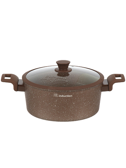 Кастрюля алюминий, антипригарное покрытие, 5 л, крышка стекло, Мечта, Венеция, 45806ИВ, индукция