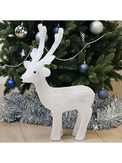 Фигурка декоративная акрил, Олень, 38х62 см, 50LED, 220В, белая, Y4-3071