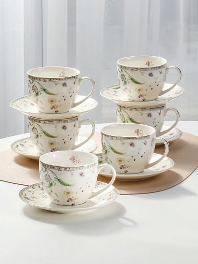 Набор чайный фарфор, 12 предметов, на 6 персон, 280 мл, Balsford, Мануэла, 181-44032, подарочная упаковка