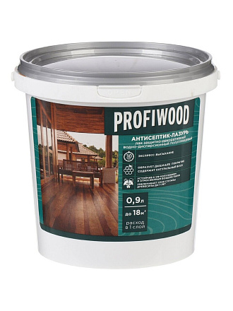 Антисептик Profiwood, декоративный, лазурь, атмосферостойкий водно-дисперсионная, палисандр, 0.9 кг